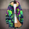 Men Cardigans Coats Skull Head Printed Plush Thick Winter Abstract Art Graphics Jackets Casual Streetwear Unisex Clothing 1