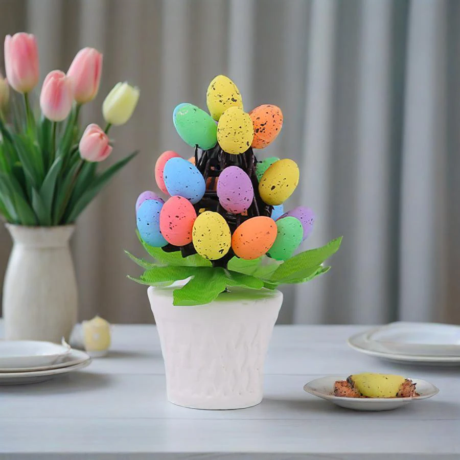 1 Piece of Colorful Artificial Easter Egg Potted Plant Ornament for Spring Festival Celebration, Birthday Party, and Desktop Decoration