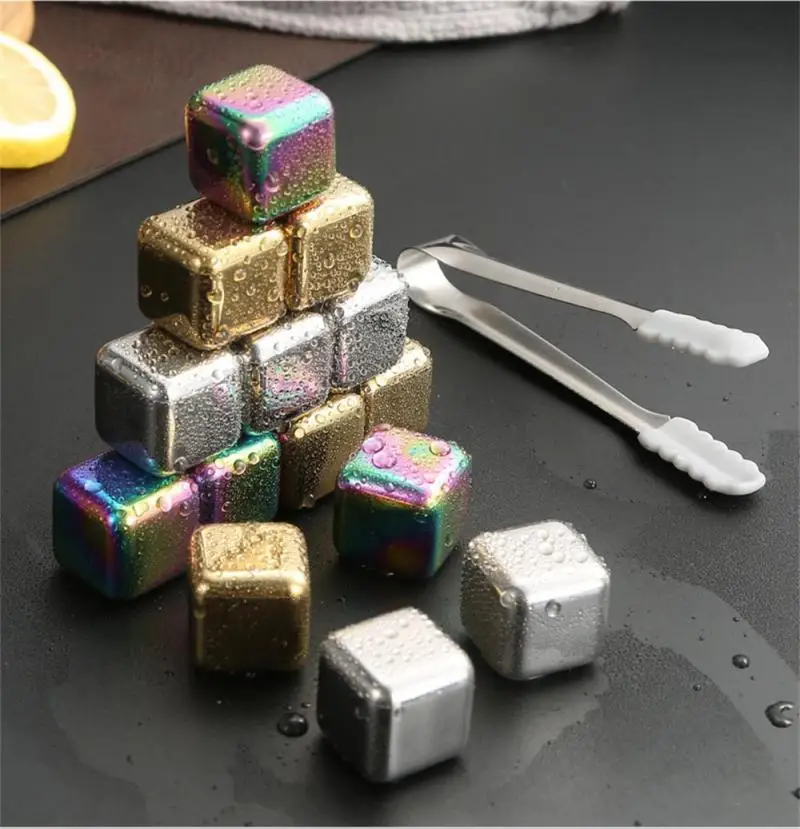 Reusable Whiskey Stones Stainless Steel Ice Cubes Quick-Freeze Wine Cooler Food Grade Metal Pellets Beer Cooler Bar Accessories