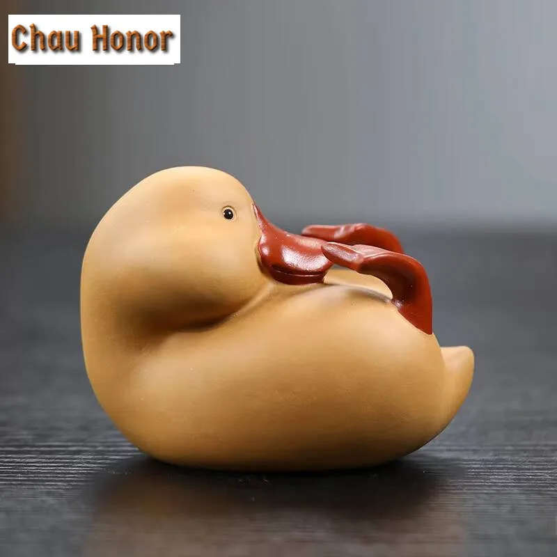 Creative Small Yellow Duck Teapot Cover Holder Yixing Purple Clay Cover Frame Zisha Pot Lid Shelf Tea Pet Tea Set Art Collection