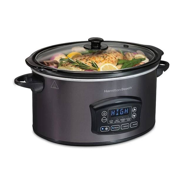 Crock-Pot 6 Quart Programmable Slow Cooker with Timer and Auto Food Warmer  Setting, Stainless Steel - AliExpress