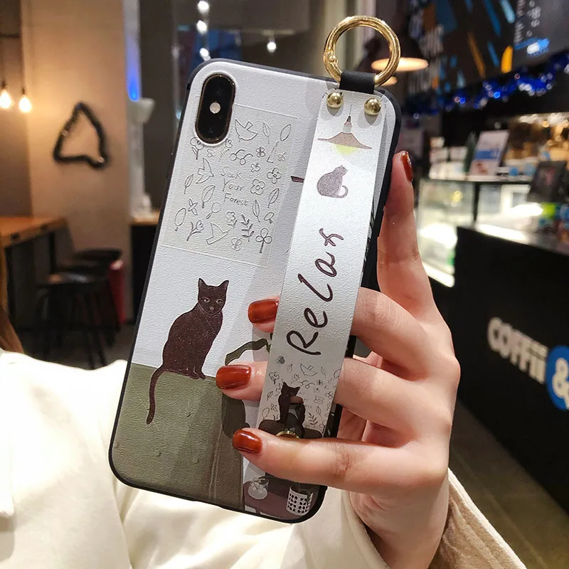 Funny Cat Wrist Strap Phone Holder Cover