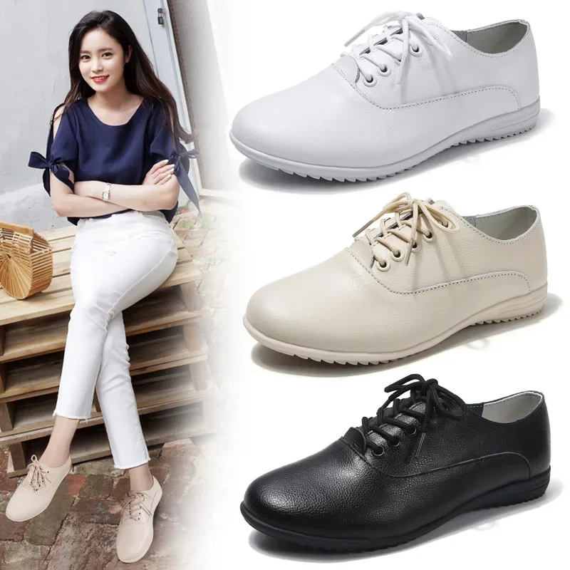 Leather Women's Casual Shoes Female Soft-sole Moccasins