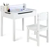 Kids Table and Chair Set, Flip Top Kids Art Craft Table w/Chair for Playroom Kindergarten, Toddler Drawing Writing Desk Set 1