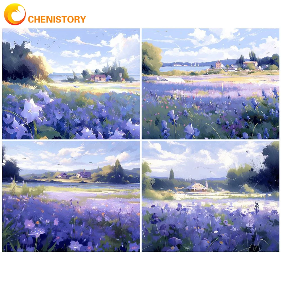 

CHENISTORY 60x75cm Painting By Numbers Acrylic Paints Lavender Landscape Picture Drawing Number Painting Home Decor Unique Gift