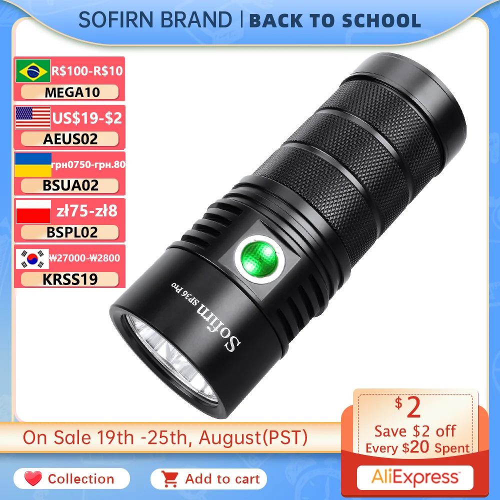 Sofirn SP36 Pro Anduril 4*SST40 Powerful 8000LM LED Flashlight USB-C Rechargeable 18650 Torch Super Bright Lantern led flashlight led flashlights