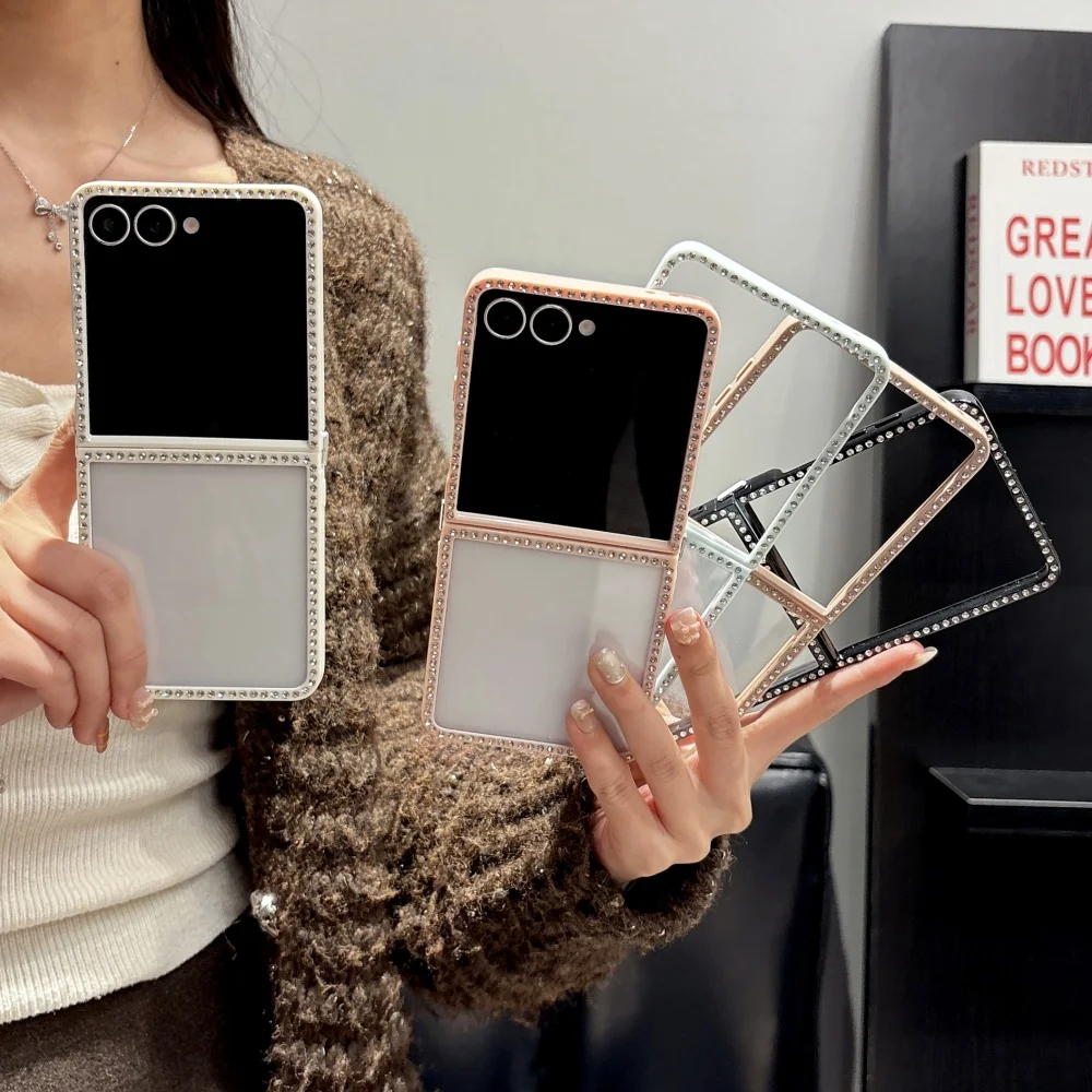Elegant Bling Glitter Transparent Folding Phone Case - Luxury Shockproof Bumper Cover Accessories