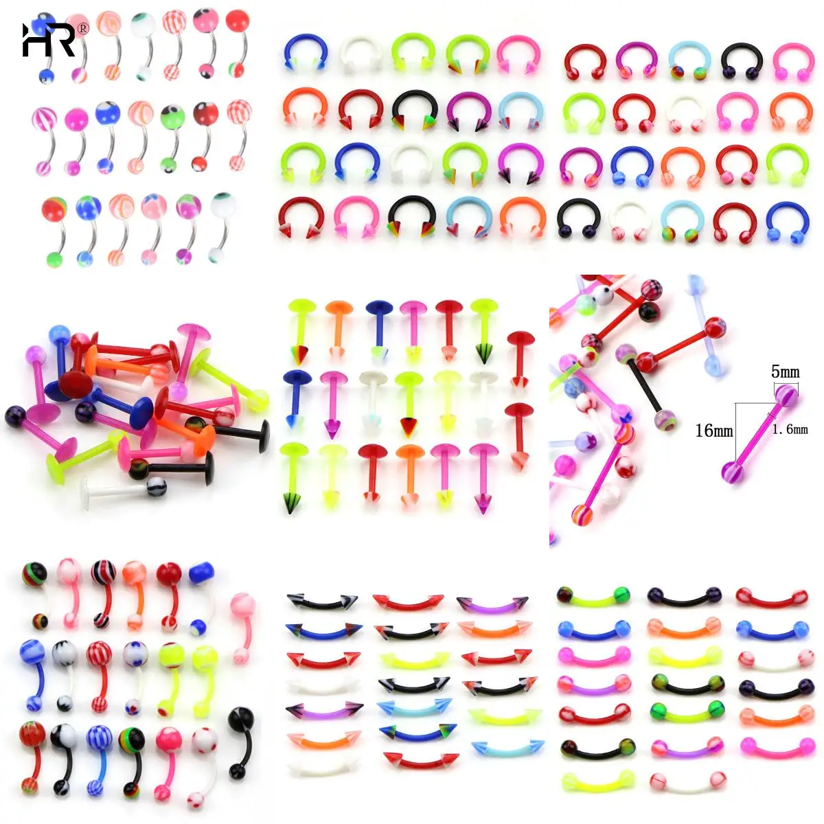 Colorful Flexible Silicone Belly Piercing Navel Bar Stud Earring 20Pcs