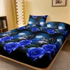 1 Simple modern Plant Flower animal printed matte Fitted Sheet, bedroom printed bed cover, bedding (excluding pillowcases) 1