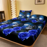 1 Simple modern Plant Flower animal printed matte Fitted Sheet, bedroom printed bed cover, bedding (excluding pillowcases) 1