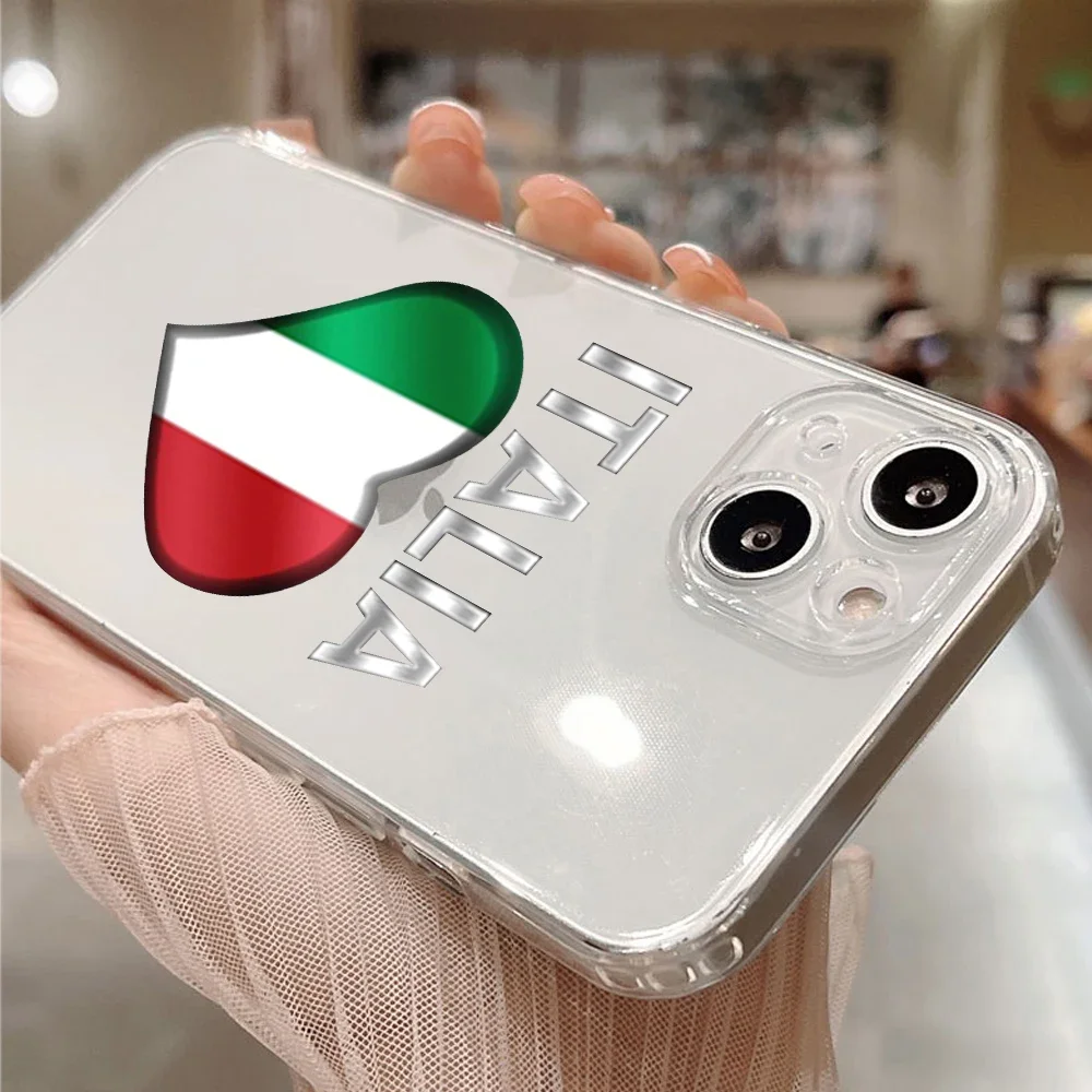 Custodia per telefono bandiera italia per IPhone 15 14 13 12 11 Pro Max XS  MAX X XR 8 7 Plus SE2 custodia morbida in TPU trasparente da calcio  italiano Funda - AliExpress