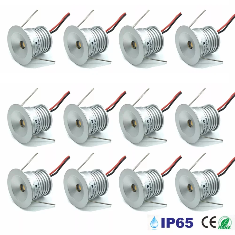 

50 шт., 1 Вт, IP65, 12 В, 25 мм, размер резки, Водонепроницаемая мини-светодиодная лампа 80Ra, точесветильник светильник, наружная садовая Светодиодная лампа CE RoHS