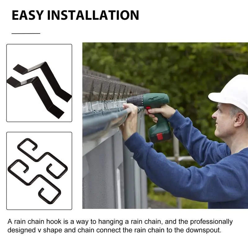 Rain Chain Gutter Adapter Hook Parts Install Downspout Installer Chains Metal Outdoor Clip Gutters Accessory Supplies Diy Drain