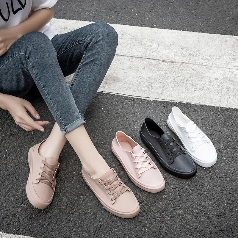 Women New Fashion Waterproof Small White Shoes Low Top Shallow Rain Shoes Outdoor Non-Slip Work Water Shoes