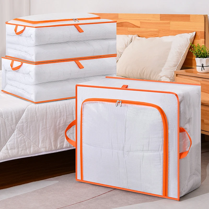 Large Capacity Foldable Bed bottom storagebox transparent waterproof sorting storagebag wardrobe sealed cotton quilt storagebag 6