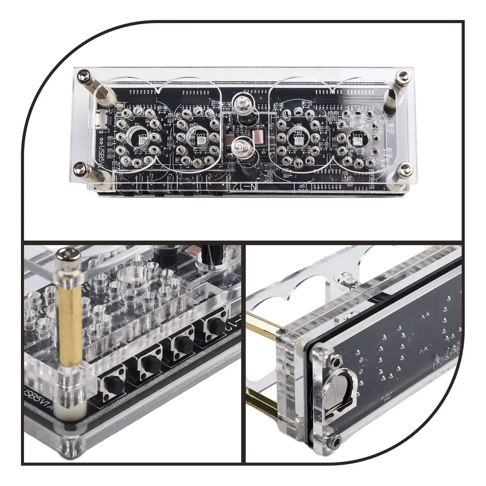 - Fluorescent 225 Colors Digital Clock Digital Clock Fluorescent High Precision Clock - Glow Tube Nixie Clock Practical 6