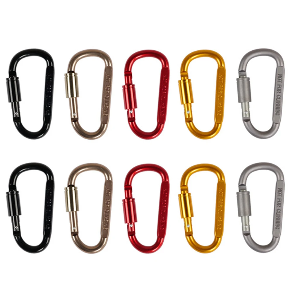 

10Pcs Carabiner Aluminum Alloy D-Ring Locking Carabiner Clip Set Screw Lock Hanging Hook Random Color 22g / 0.77oz
