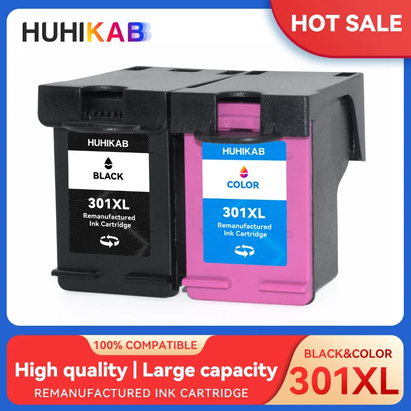 Huhikab 301 Xl Ink Cartridge Remanufactured For Hp301 For Hp Deskjet Envy Officejet 1000 1010 1050 1050A 2050 2050A 2540 4500
