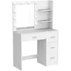 Makeup Vanity Table with Lighted Mirror,Makeup Vanity Desk with Storage Shelf and 4 Drawers,Bedroom Dressing Table,10 LED Lights 4