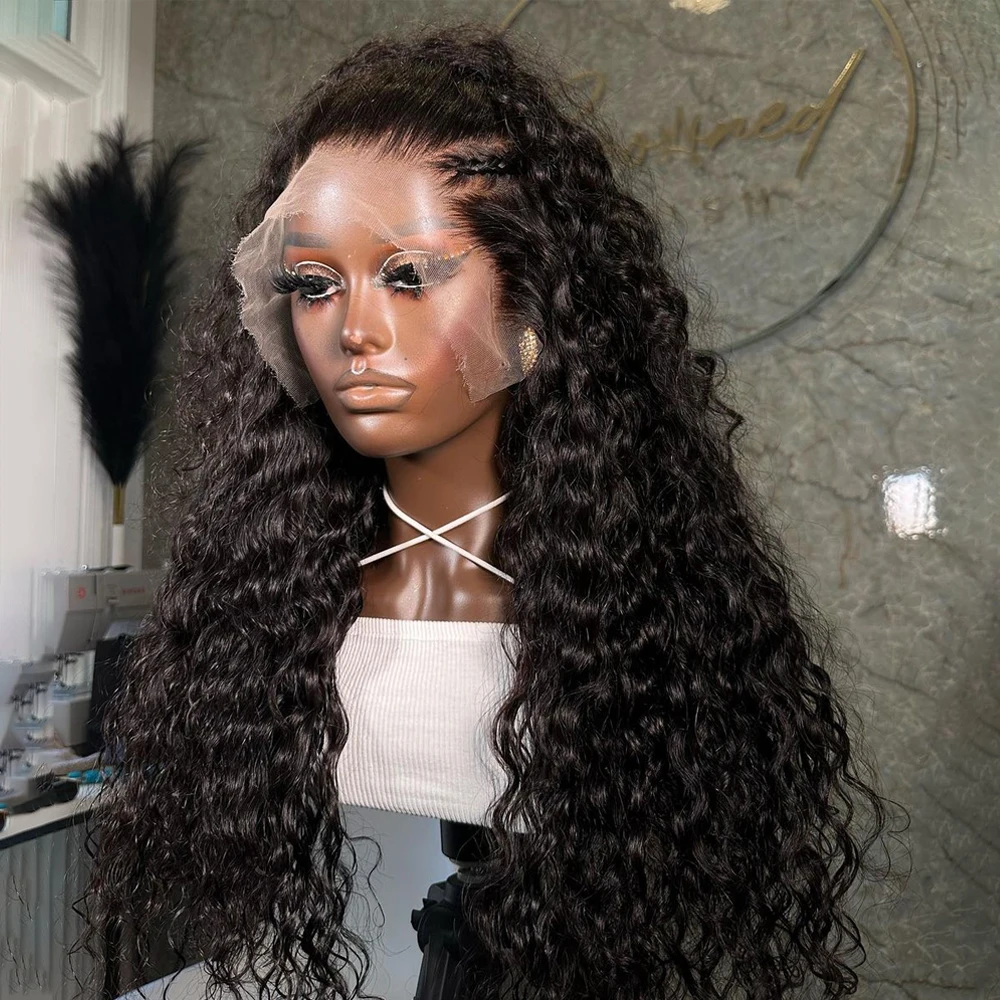 

Glueless Deep Curly Lace Front Wigs Synthetic Black kinky Curly Lace Frontal Wigs Pre Plucked with Baby Hair For Black Woman