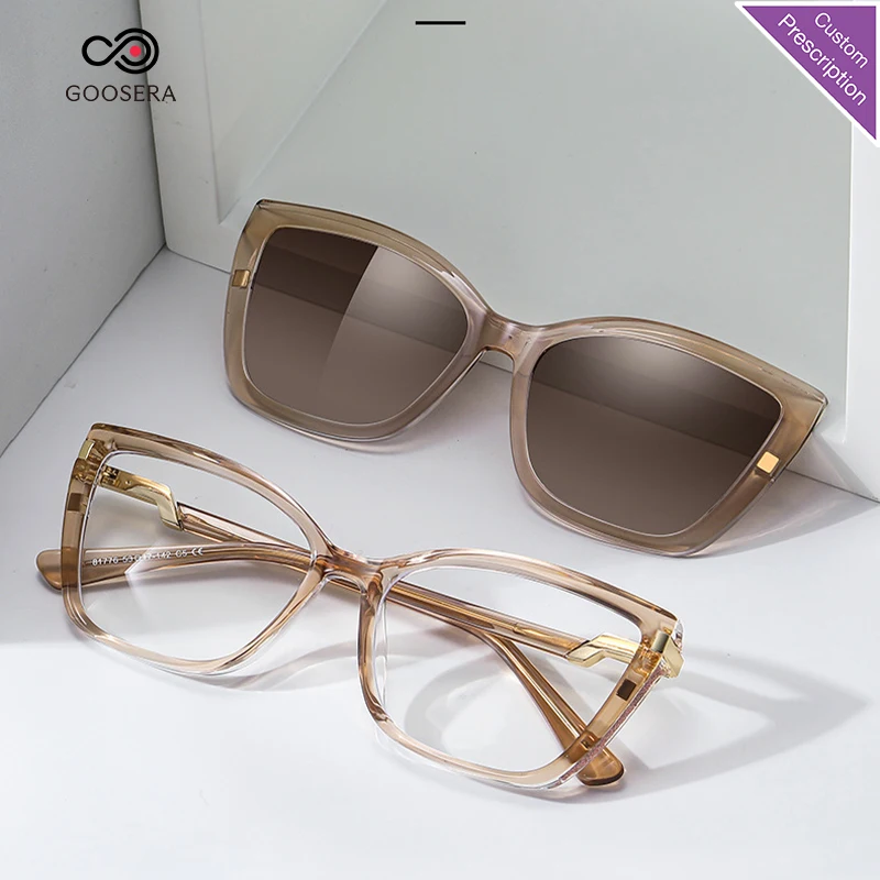 Women Prescription Reading Glasses Optic Lenses Myopia Eyewear High-quality Detachable Magnetic Clips Sunglasses Uv400 Female