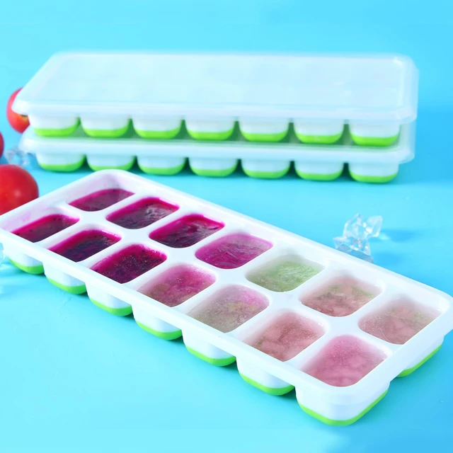 14 Grids Ice Cube Trays Reusable Silicone Ice cube Mold Fruit Ice Maker  with Removable Lids Kitchen Tools Freezer Summer Mould - AliExpress