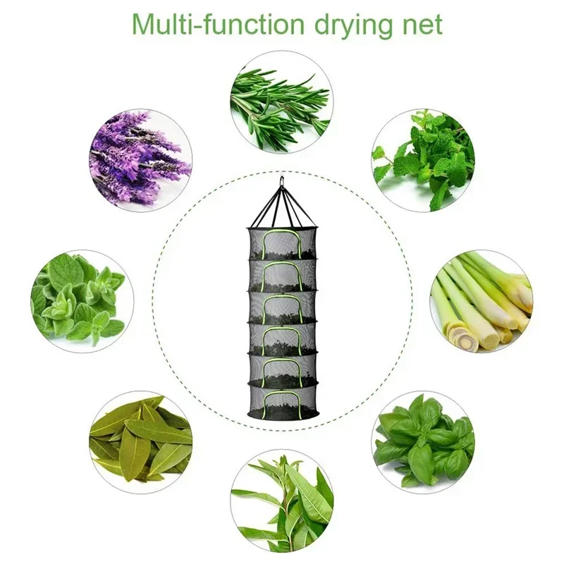 2-8 Layers Folding Drying Net for Herbs Fish Hanging Basket Dry Rack Herb Vegetable Dryer Bag Mesh Flowers Buds Plants Organizer 4