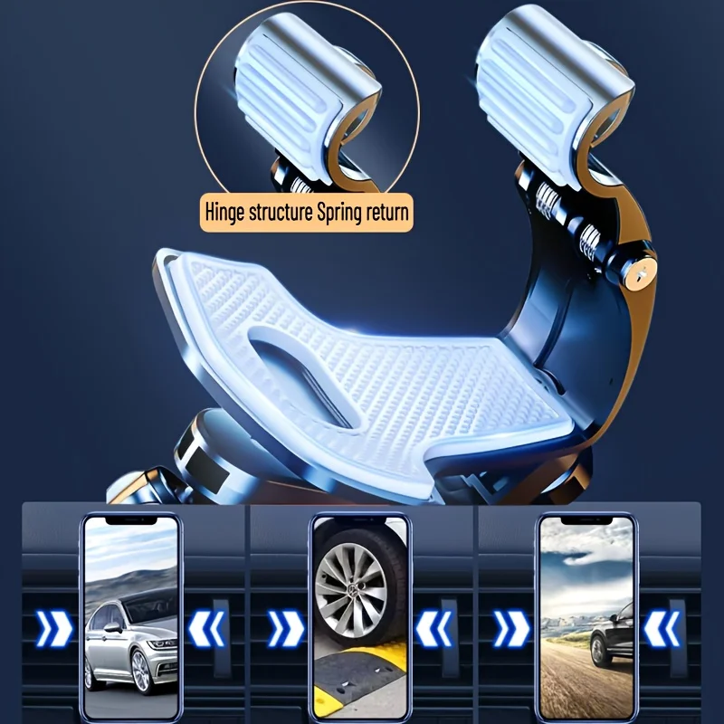 Dashboard-Mounted Adjustable Car Phone Holder - Non-Damaging Installation, Ideal for Navigation and Entertainment, Sleek Silver Finish