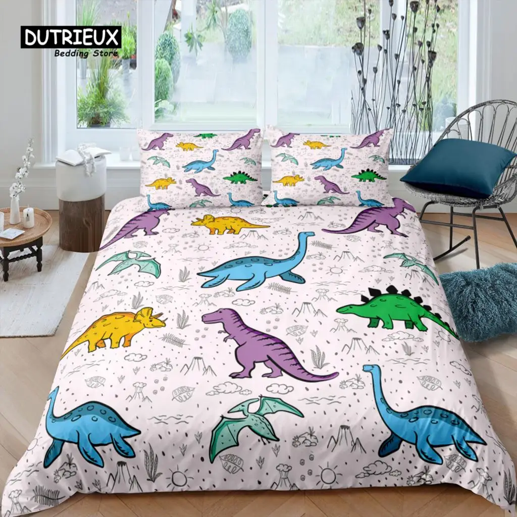 

Home Living Luxury 3D Cartoon Dinosaur Bedding Set Kids Duvet Cover Pillowcase Kids Bedding Set Queen and King EU/US/AU/UK Size