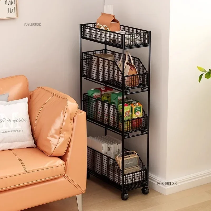 Household Multi-layer Kitchen Trolley Ultra-narrow Movable Kitchen Gap Rack Refrigerator Side Floor-standing Gap Storage Cart