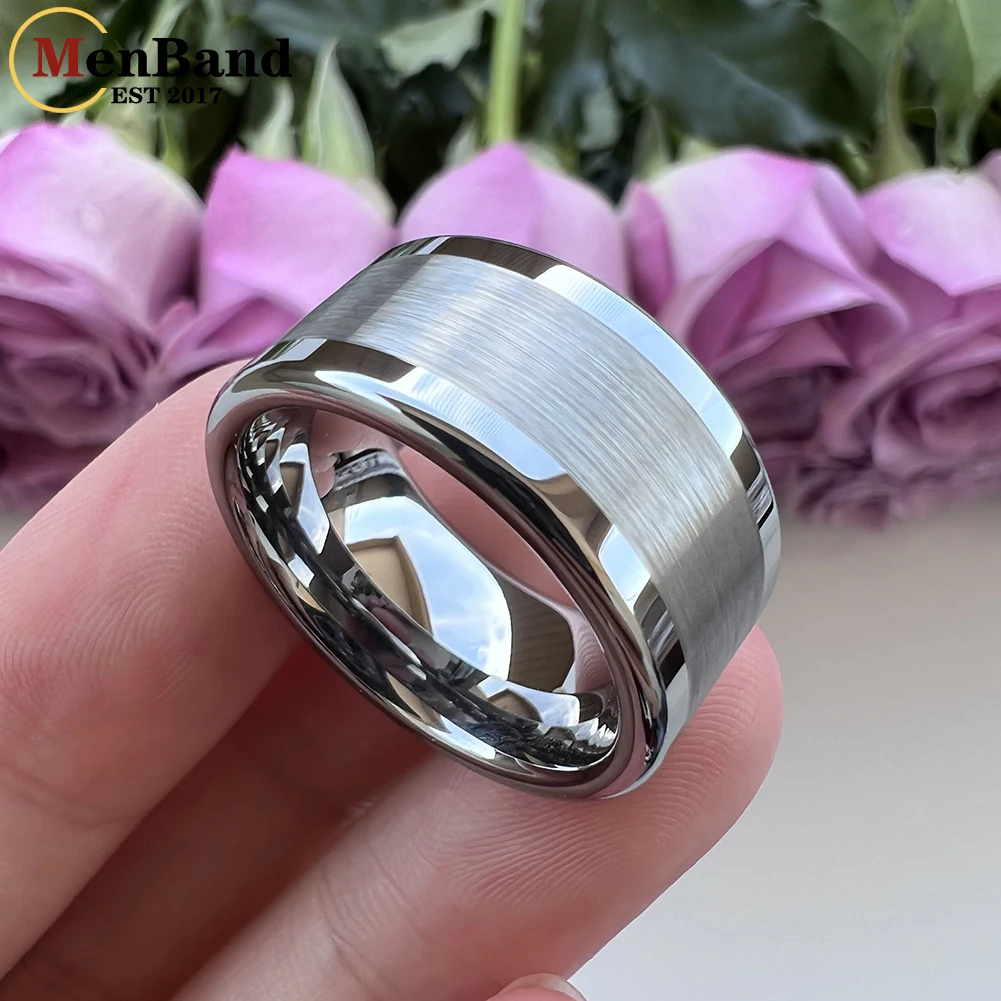 MenBand 10MM 12MM Classic Fashion Polished Brushed Flat Wedding Band Tungsten Men Women Ring Comfort Fit Free Shipping