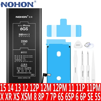 NOHON Battery For Apple iPhone 15 14 13 12 Mini 11 Pro MAX XS XR X 6S 6 7 8 Plus 8Plus SE 2020 2016 5S 5C Replacement Battery