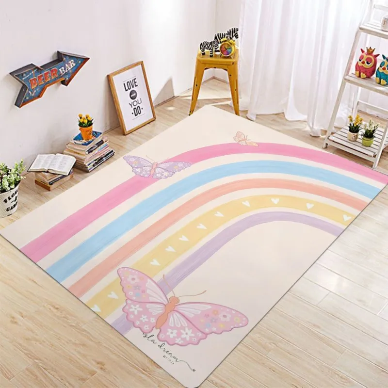 RANIBOW Print Area Rug Floor Mat Non-Slip Machine Washable Flannel Carpet for Home Living Room Kids Playmat Bedroom Floor Mat