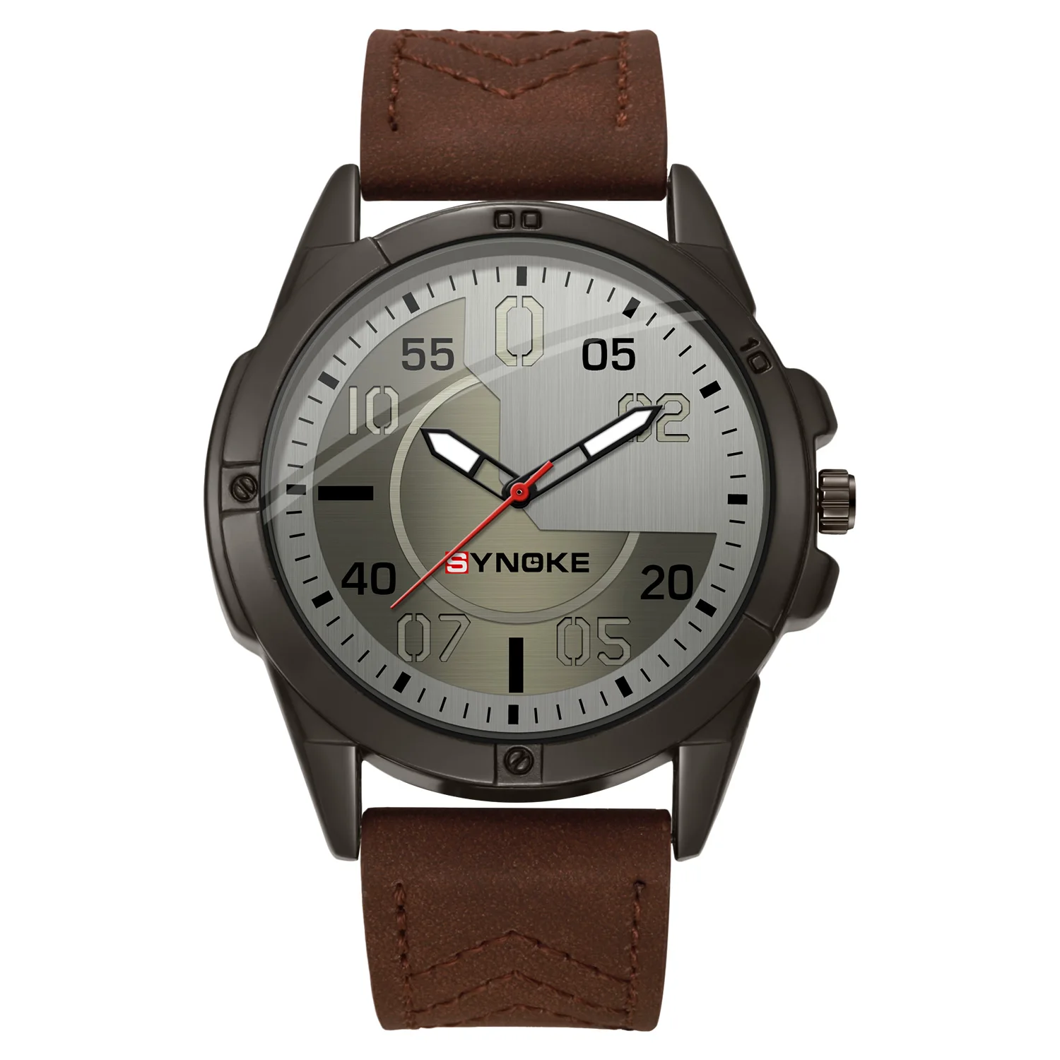 ساعة كوارتز للرجال من Synoke ، قرص دائري ، مصنوعة...