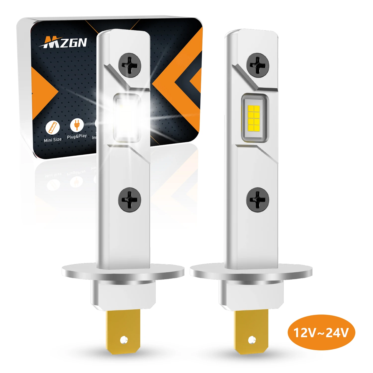 MZGN H1 LED 헤드라이트 전구, 캔버스 자동차 헤드 안개등, 6500K 화이트, 12V-24V, 슈퍼 브라이트, 플러그 앤 플레이 팬리스, 12000LM, 2 개 MZGN H1 LED 헤드라이트 전구, 캔버스 자동차 헤드 안개등, 6500K 화이트, 12V-24V, 슈퍼 브라이트, 플러그 앤 플레이 팬리스, 12000LM, 2 개