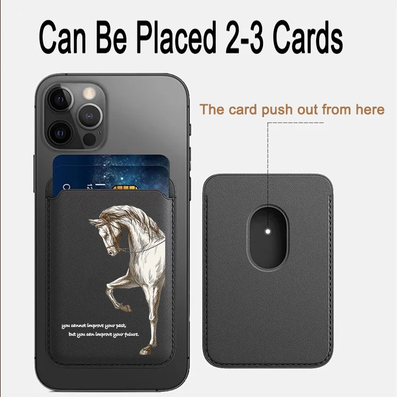 Luxury Magnetic Racehorse Leather Wallet Case with Card Holder