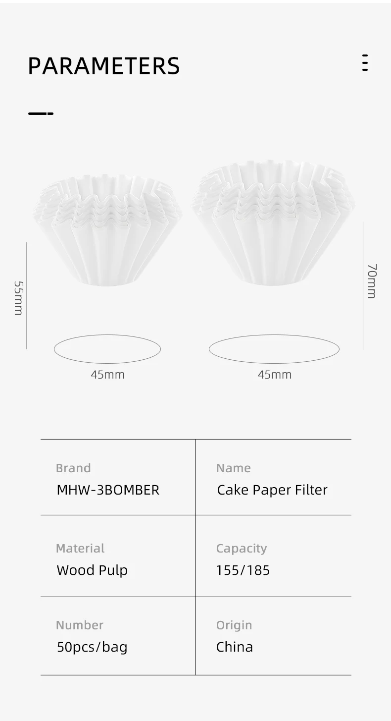 MHW-3BOMBER 50 Sheets of Cake Coffee Filter Paper for 1-4 Cups of Espresso Disposable Casual Home Hand Brewed Coffee Accessories Image 11