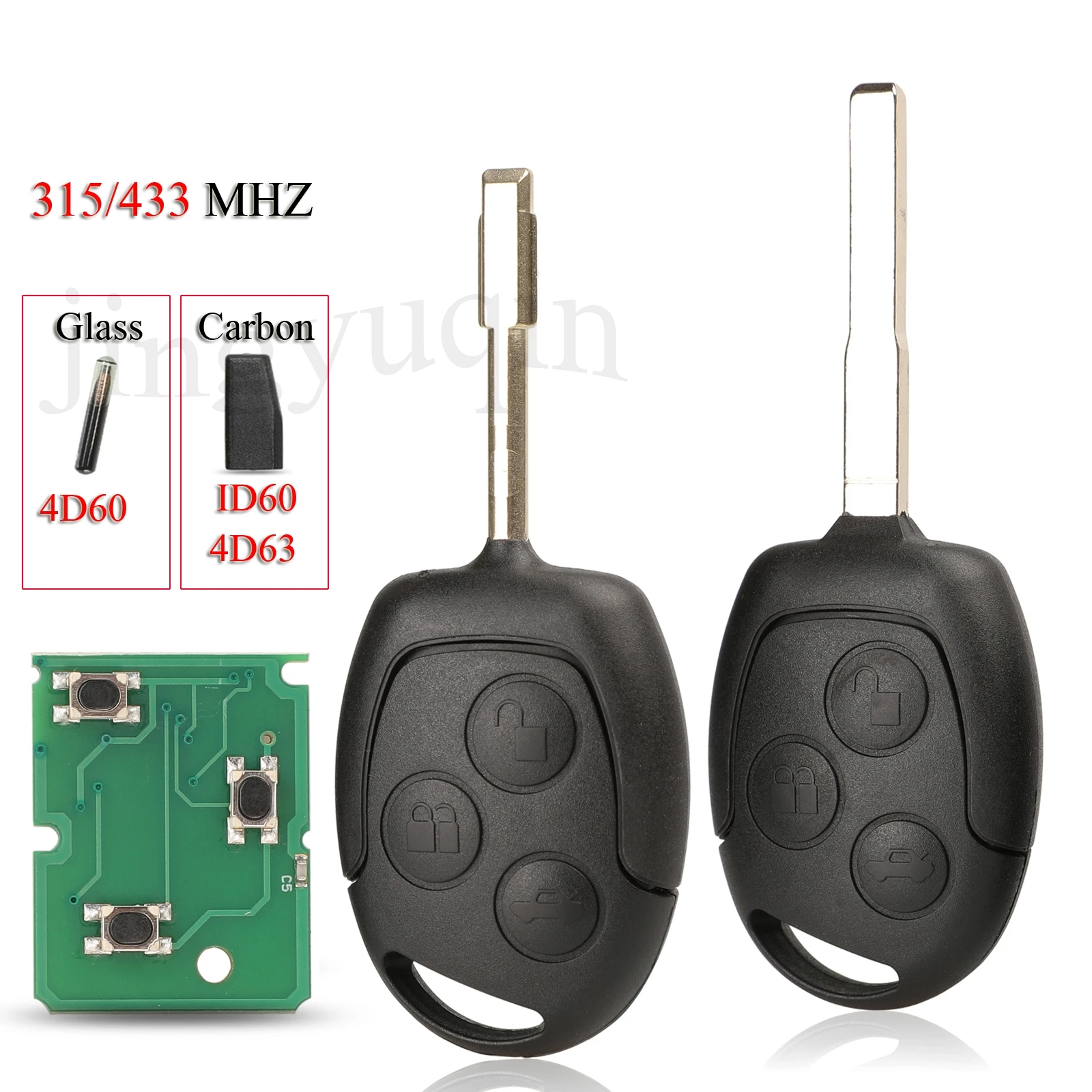 Remote Car Key car remote key car key For Ford Mondeo MK3 Focus Fiesta Fusion Galaxy C-Max S-Max 315/433MHZ ID60/4D63 Chip FO21/HU101