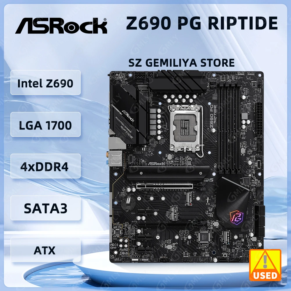 ASRock Z690 PG Riptide Z690 마더보드 LGA1700 DDR4 128GB ATX M.2 지원 14700 14500 14100 13790F 13500 13400 CPU 호환