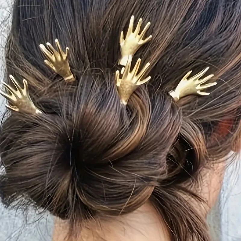 

Креативная заколка для волос в форме руки маленькая волна аксессуары из сплава золотистые и Серебристые украшения для волос подарок для девушек