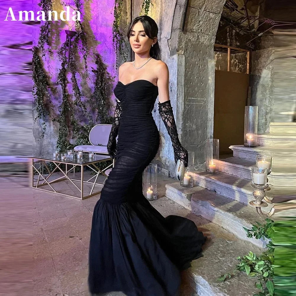 

Amanda Sexy Strapless Mermaid Evening Dress Black Fishtail Party Dress Trumpet Prom Dress 2024 Sexy فساتين مناسبة رسمية