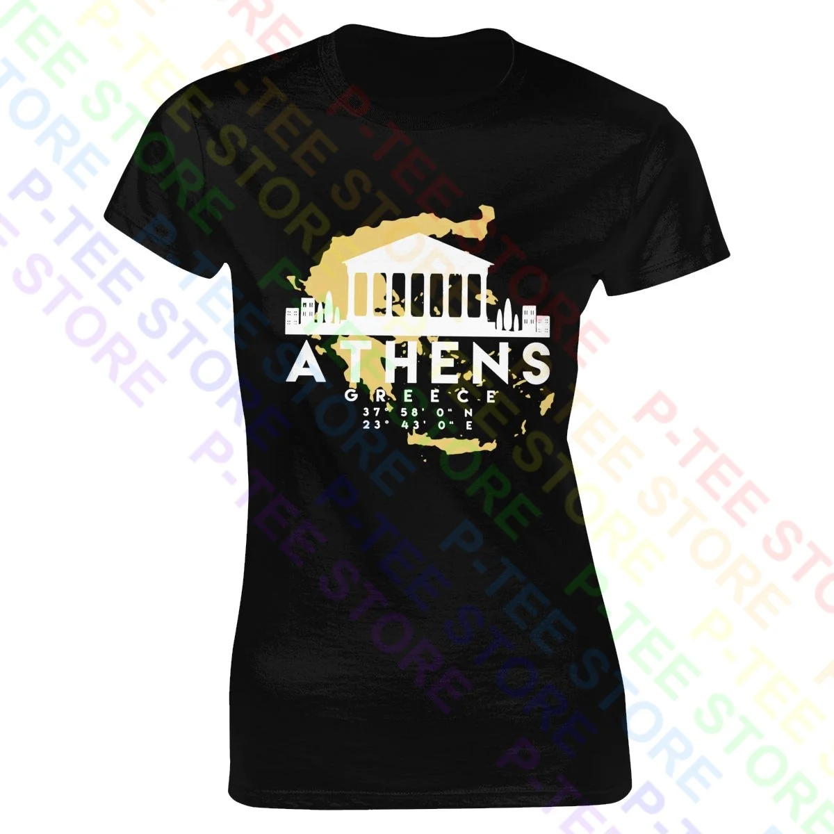 Souvenir Mappa Atene Atena Grecia Grecia T-Shirt Donna Camicia Donna Top Trend Naturale Migliore Qualità Tee Femminile