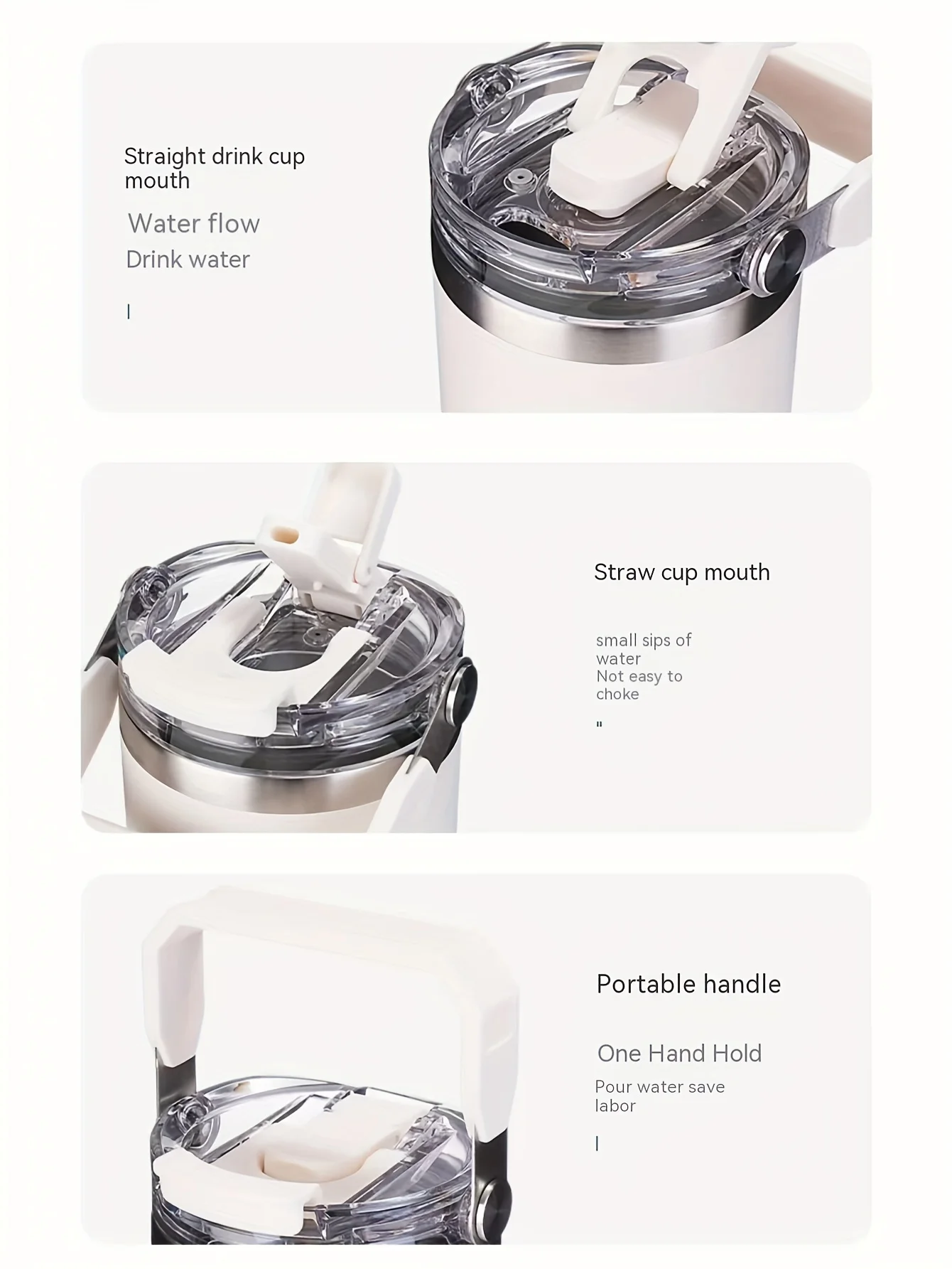 Description Picture 2 of item33.44oz Stainless Steel Insulated Tumbler with Straw And Handle - Reusable Dual Drinkware for Travel Gym And Outdoor Activities