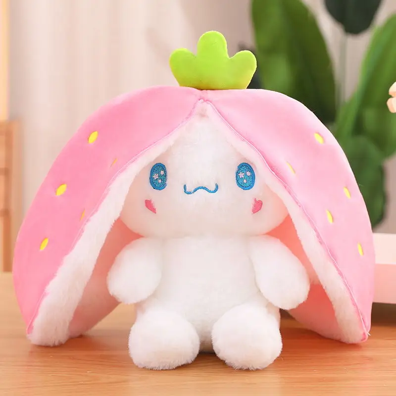 Sac à fraises créatif de 18CM, transformation en peluche de lapin, jouets  en peluche, jolies longues oreilles de lapin, poupée douce en peluche,  Kawaii, cadeaux pour enfants - AliExpress