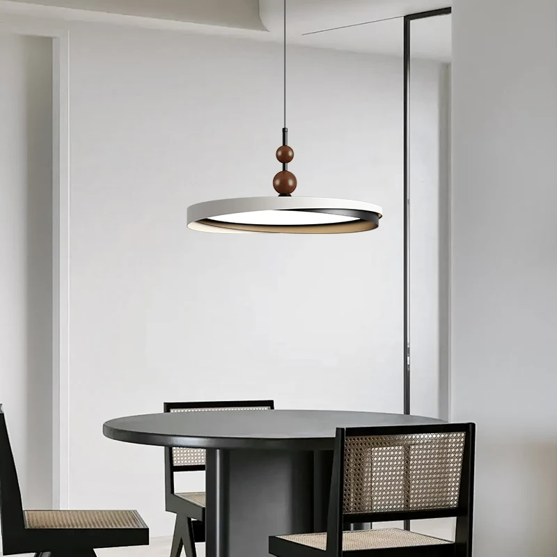 Retro Bedroom Ceiling Light Simple Walnut Color Hallway LED Pendant Light Kitchen Study Room Bedside Hanging Lighting Fixture