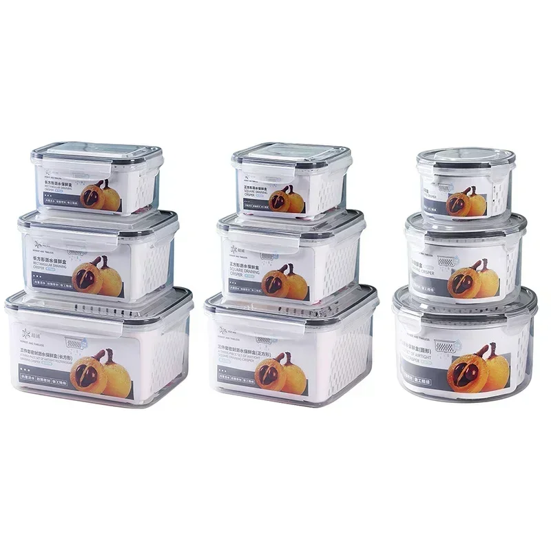 Multipurpose Refrigerator Storage Container with Drain Basket Crisper and Storage Box for Fruits Vegetables 4