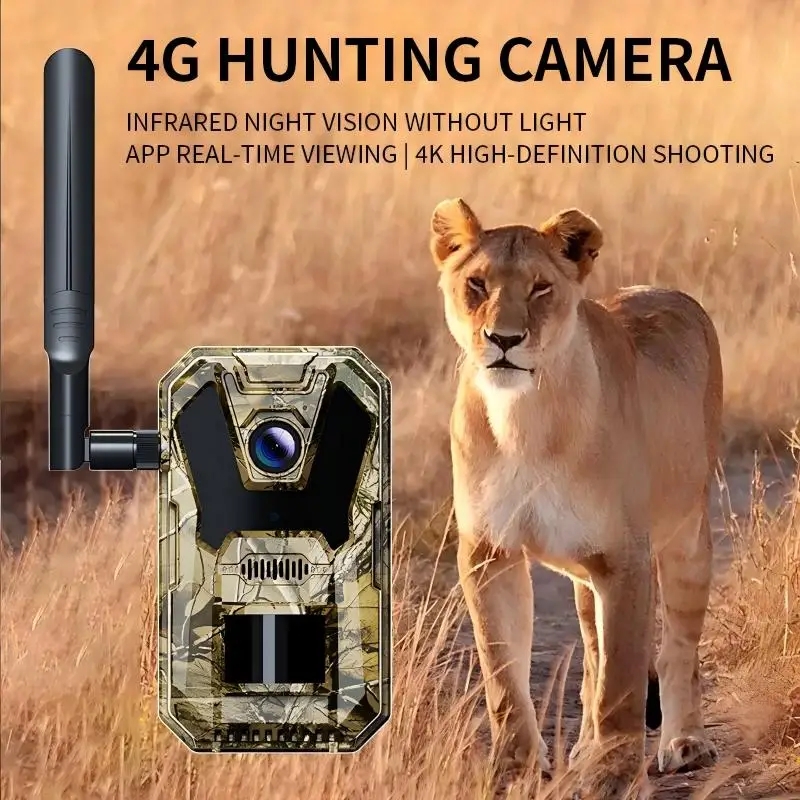 Nouvelle caméra de chasse 4G panneau solaire 4K application vision temps réel détection PIR 940nm animaux