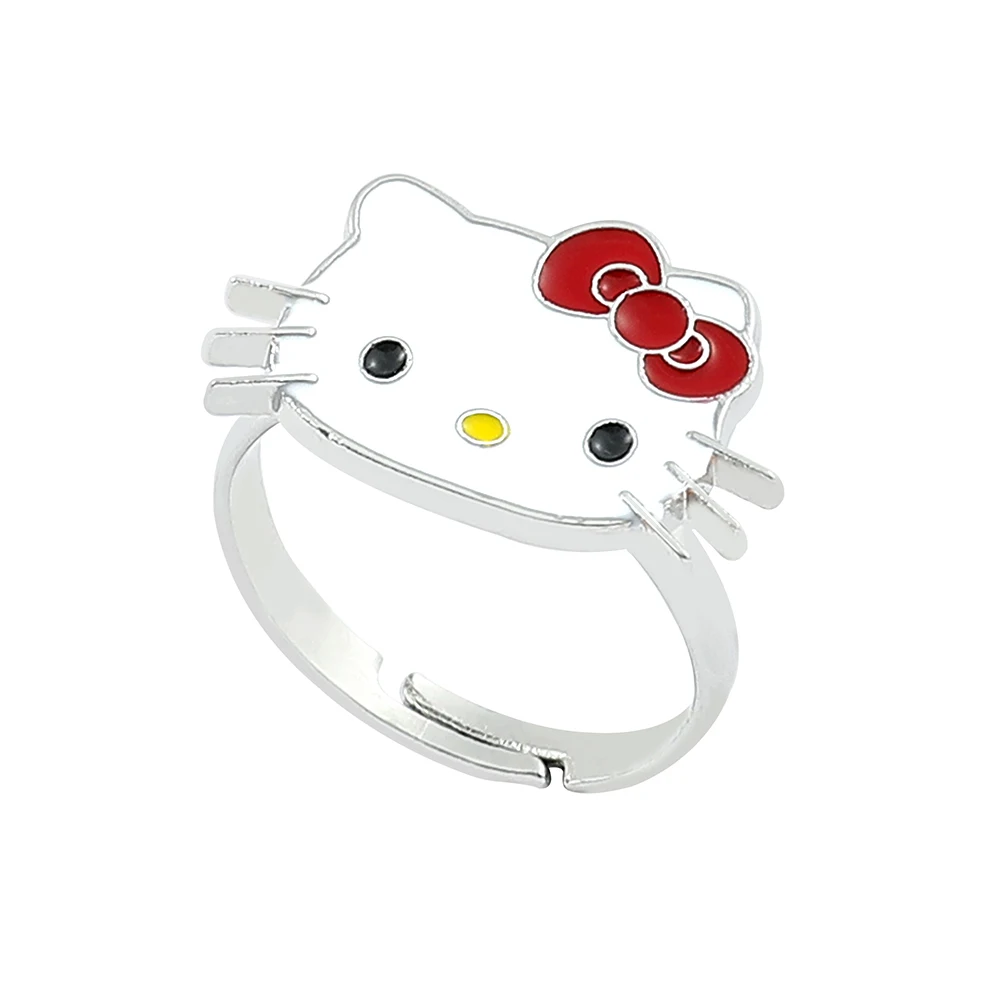 

Регулируемые кольца в стиле аниме Кольца аниме Sanrio Hello Kitty, мультяшная фигурка Китти, белый металлический эмалированный значок, открывающиеся регулируемые кольца, каваи, ювелирные аксессуары