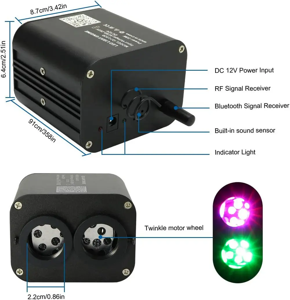 Starlight Headliner 20W Dual heads Different Color Twinkle RGBW Fiber Optic Lights Star Ceiling Light Sound Sensor Light Source fiber optic lamp fiber optic ceiling kit