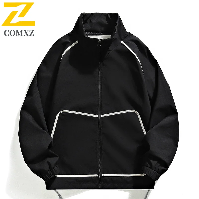 EiAO Jacket Stand Collar Men Women Waterproof Windproof Casual Zipper Coat High Street Loose Fit for Hiking Camping Fishing 2025